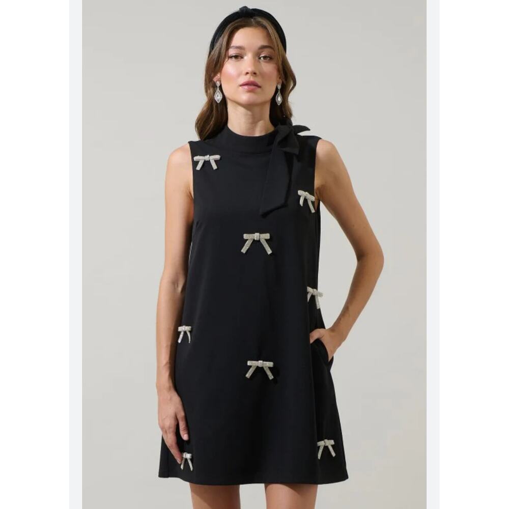 Noir Glam Bow Dress by Sugarlips NWT Size Small - Read description